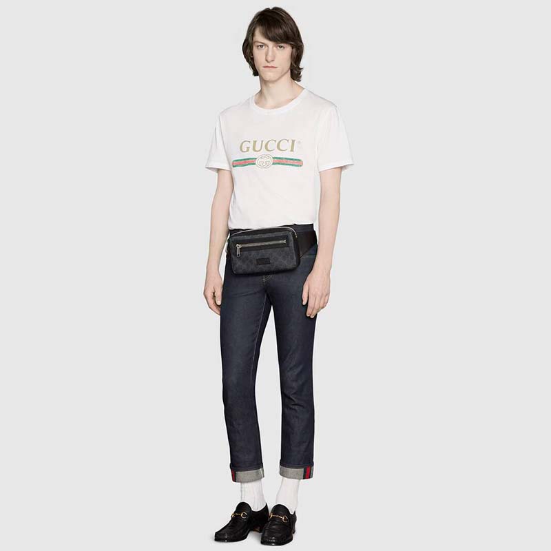 G*u*i unisex gg black belt bag black/grey soft gg supreme