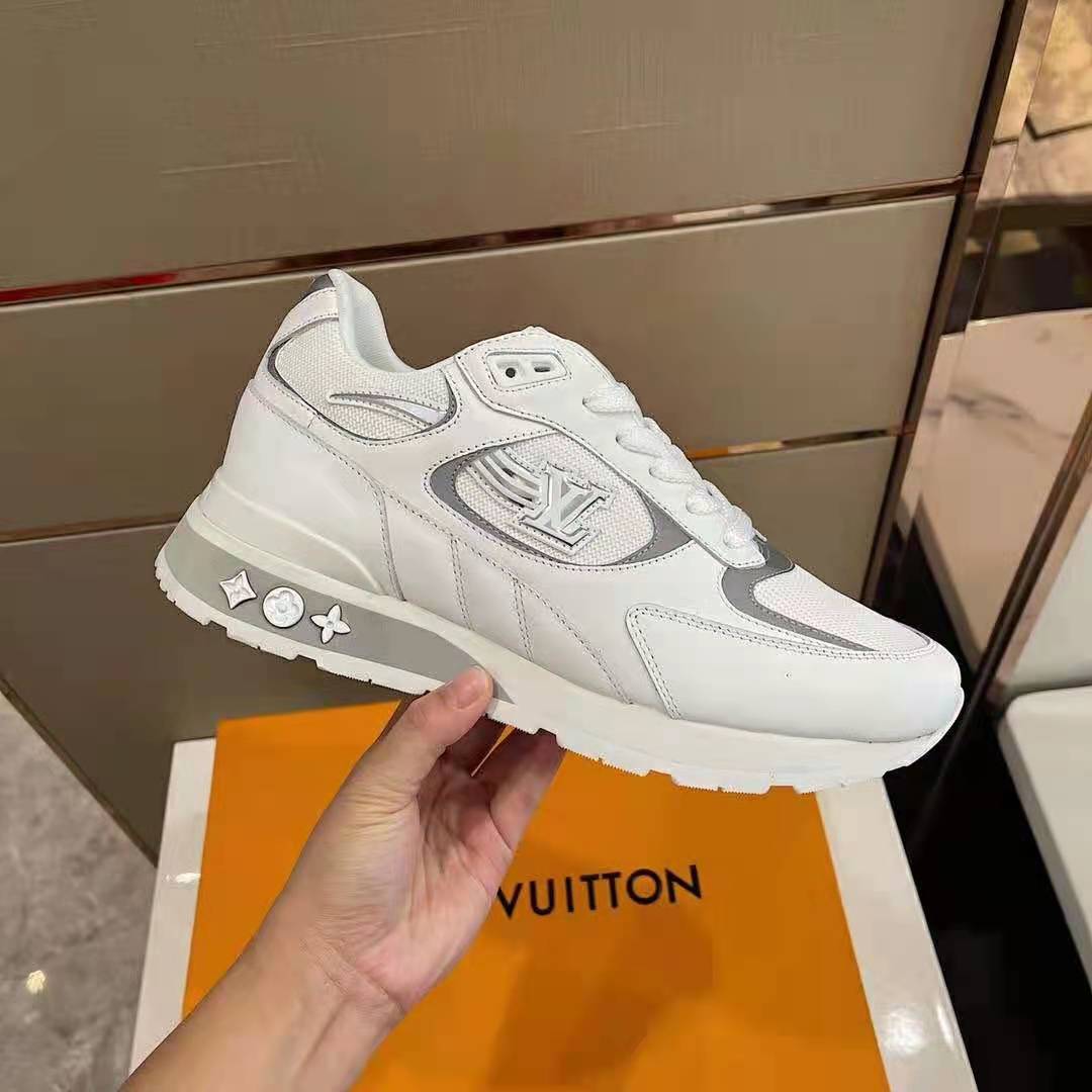 Louis Vuitton Men Run Away Sneaker White Mix of Materials Monogram Flowers
