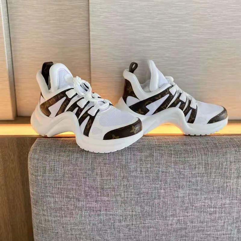 Louis Vuitton Women LV Archlight Sneaker Patent Monogram Canvas Technical Fabrics White