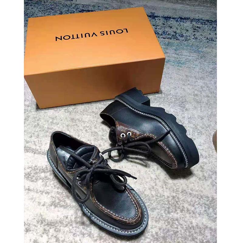 Louis Vuitton Women LV Beaubourg Platform Derby Calf Leather Patent Monogram Canvas