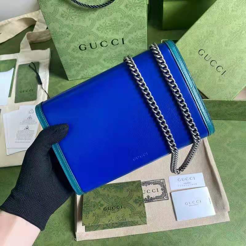 G*u*i gg women dionysus small shoulder bag blue leather with turquoise leather