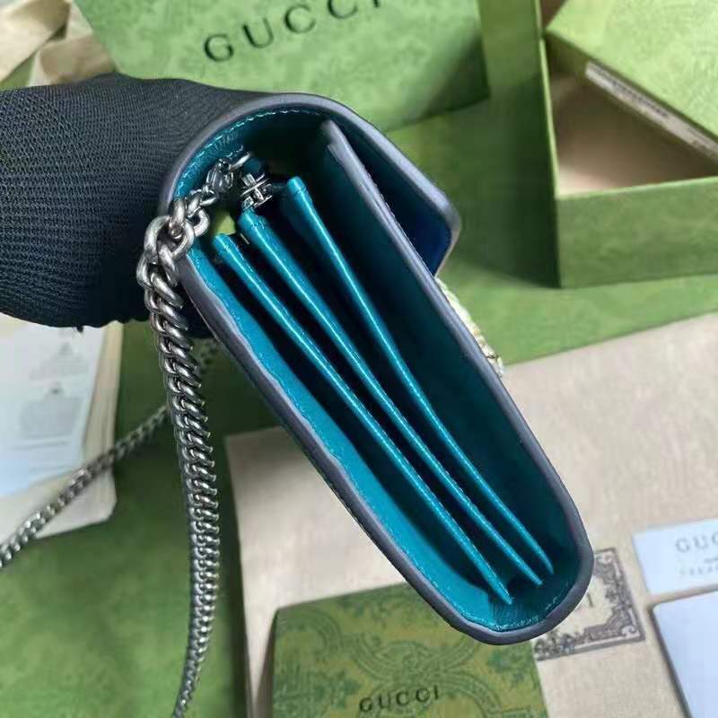 G*u*i gg women dionysus small shoulder bag blue leather with turquoise leather