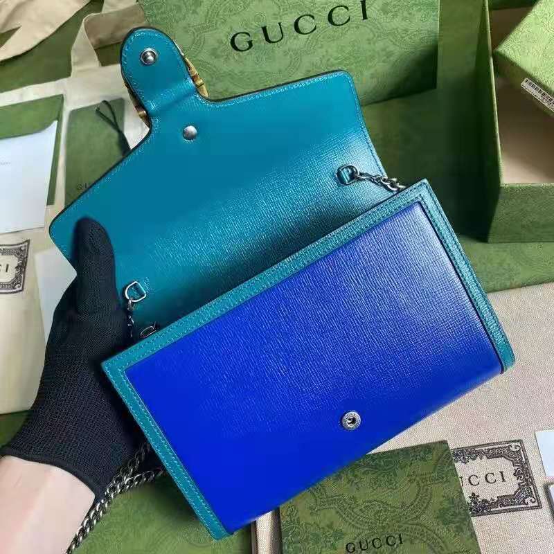 G*u*i gg women dionysus small shoulder bag blue leather with turquoise leather