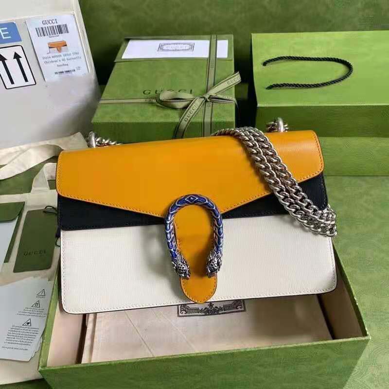 G*u*i gg women dionysus small shoulder bag burnt orange and white grainy leather