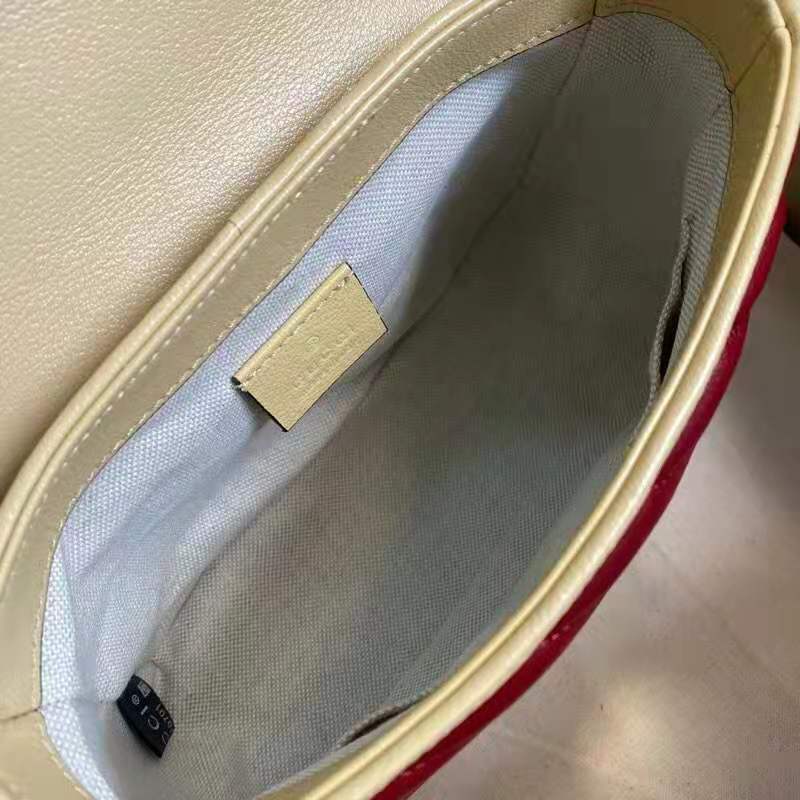 G*u*i gg women gg marmont mini top handle bag blue red diagonal matelassé leather