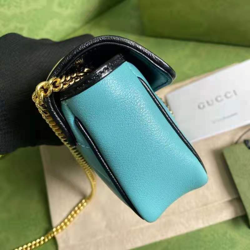 G*u*i gg women online exclusive gg marmont mini bag butter light blue diagonal matelassé leather