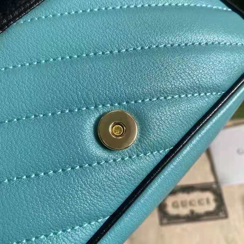 G*u*i gg women online exclusive gg marmont mini bag butter light blue diagonal matelassé leather