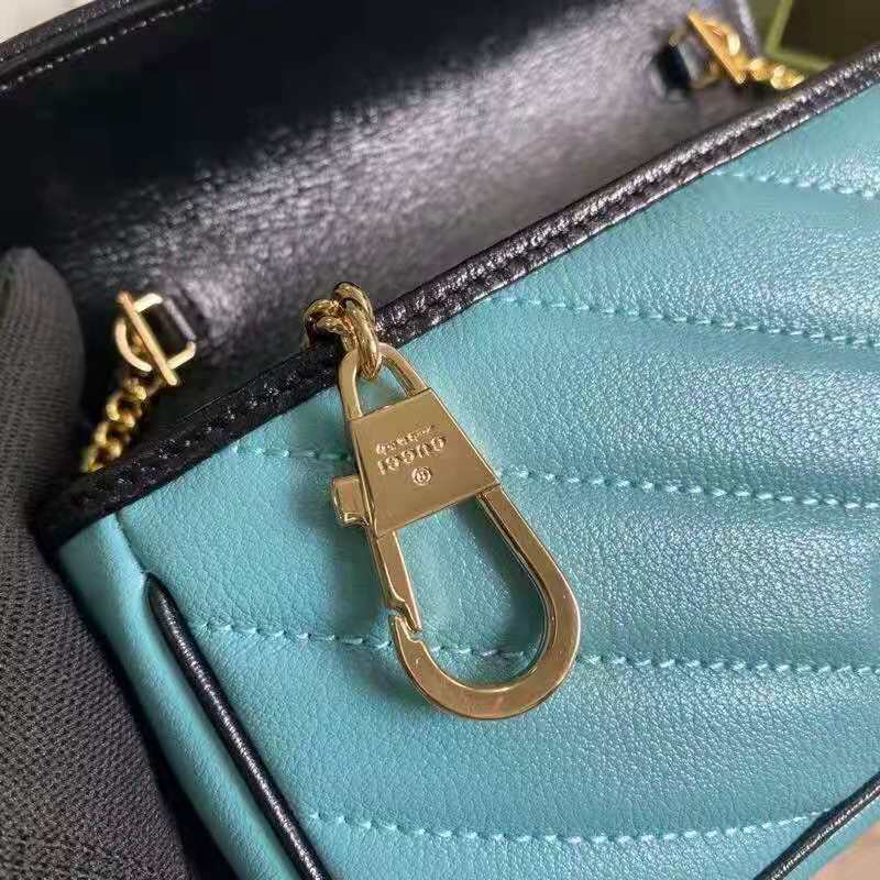 G*u*i gg women online exclusive gg marmont mini bag butter light blue diagonal matelassé leather