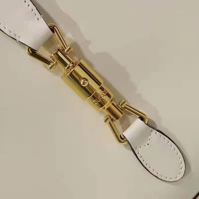 G*u*i gg unisex jackie 1961 medium tote bag white leather gold toned hardware