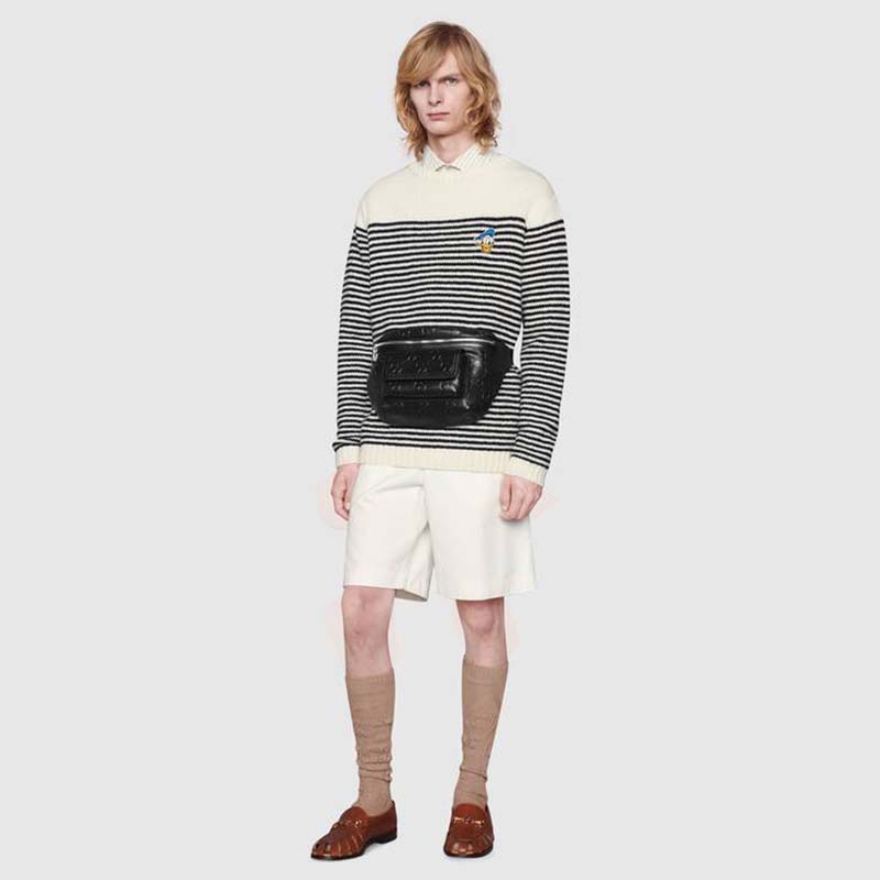 G*u*i gg unisex white embossed belt bag tonal leather