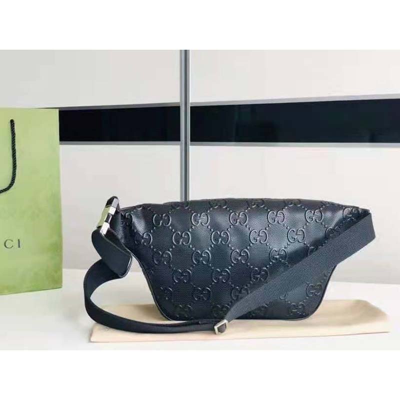 G*u*i gg unisex white embossed belt bag tonal leather