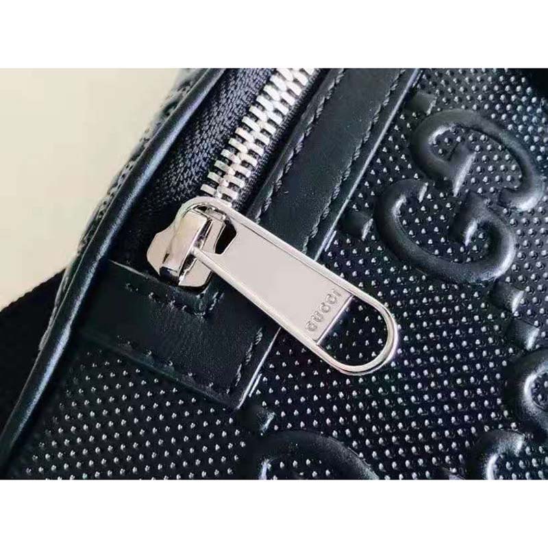 G*u*i gg unisex white embossed belt bag tonal leather