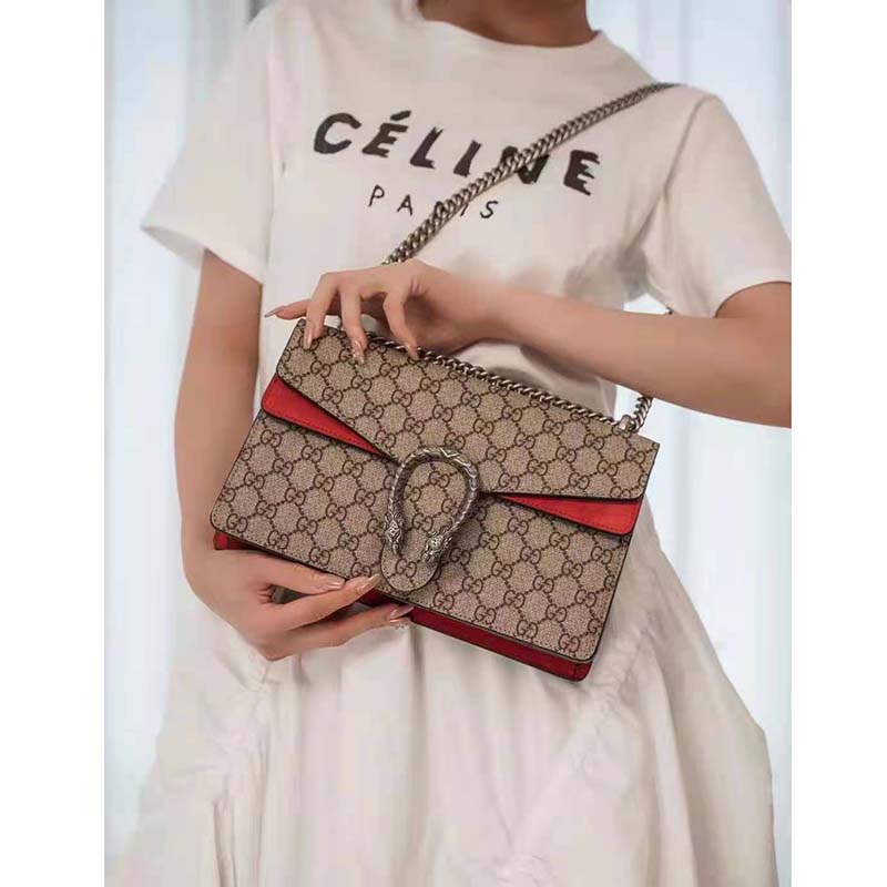 G*u*i gg women dionysus gg small shoulder bag beige ebony gg supreme canvas