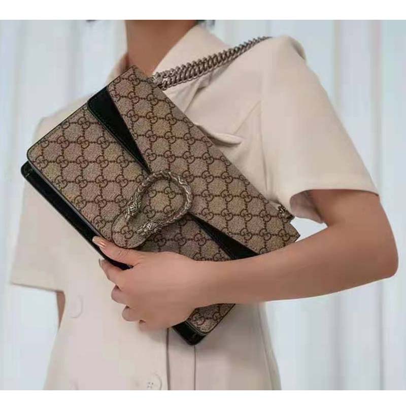 G*u*i gg women dionysus gg small shoulder bag beige ebony gg supreme canvas black suede