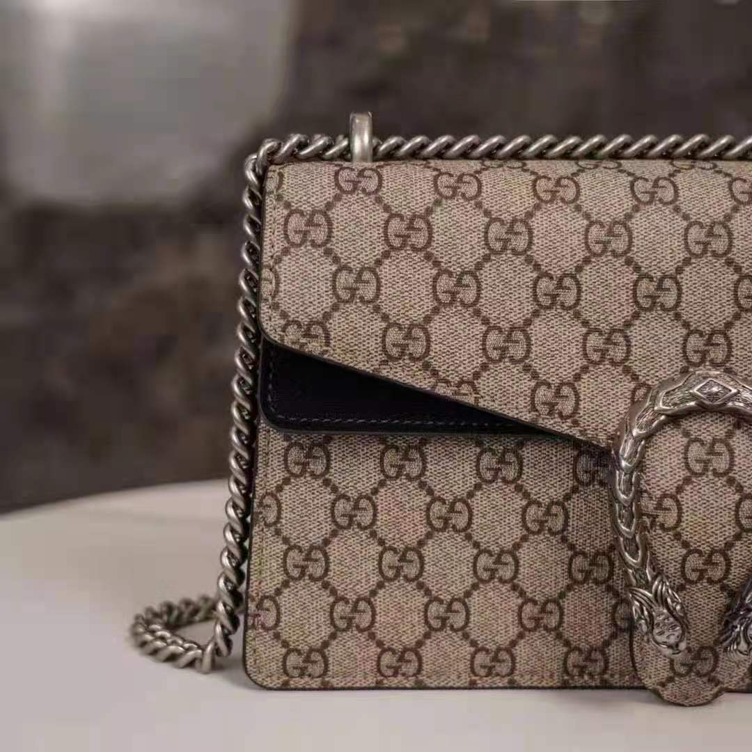 G*u*i gg women dionysus gg small shoulder bag beige ebony gg supreme canvas black suede