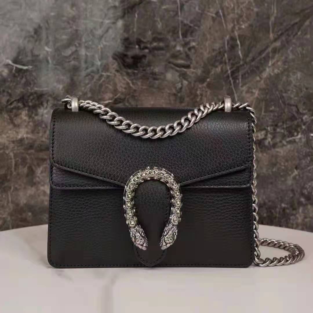 G*u*i gg women dionysus leather mini bag black metal-free tanned leather