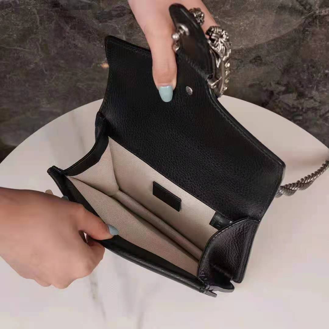 G*u*i gg women dionysus leather mini bag black metal-free tanned leather