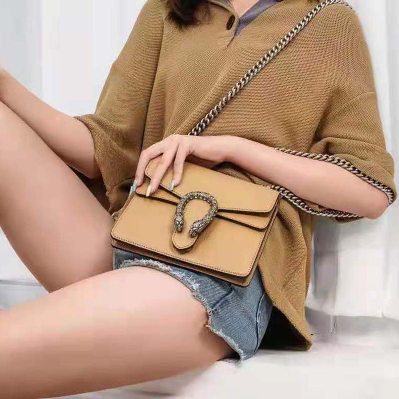 G*u*i gg women dionysus mini bag brown leather black crystals