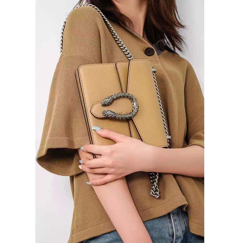 G*u*i gg women dionysus mini bag brown leather black crystals