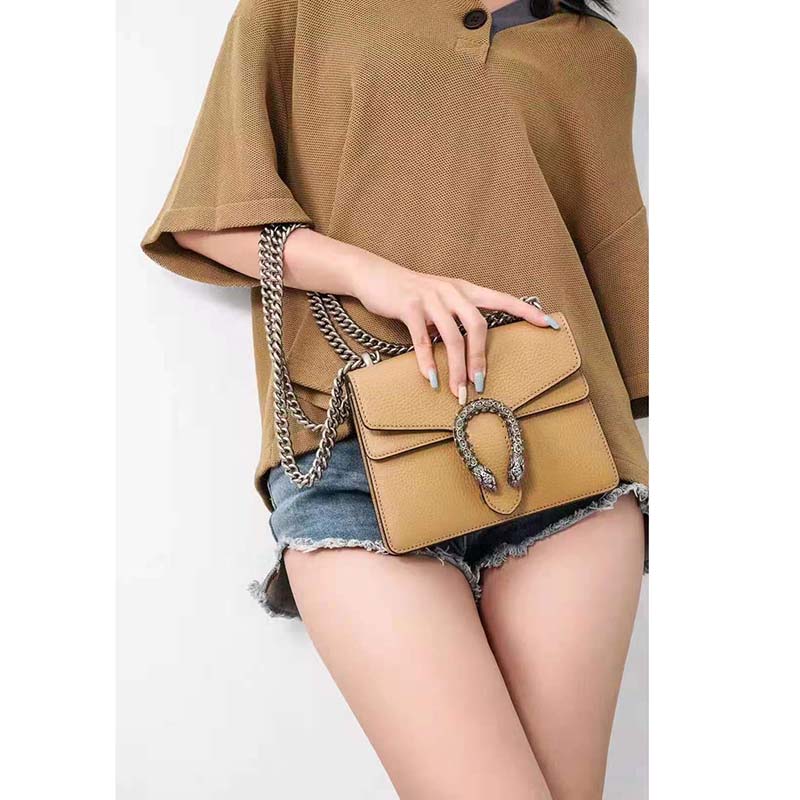 G*u*i gg women dionysus mini bag brown leather black crystals