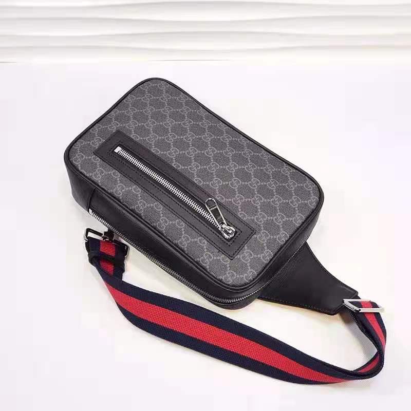 G*u*i gg unisex gg black belt bag black grey soft gg supreme