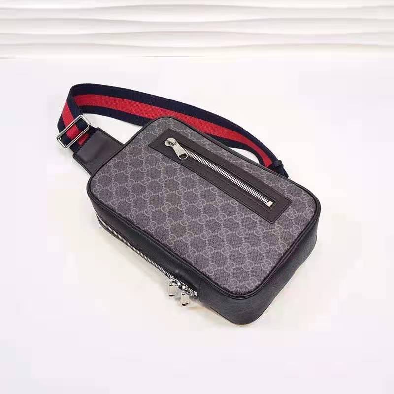 G*u*i gg unisex gg black belt bag black grey soft gg supreme