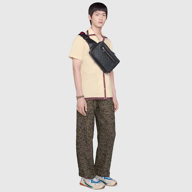 G*u*i gg unisex gg black belt bag black grey soft gg supreme