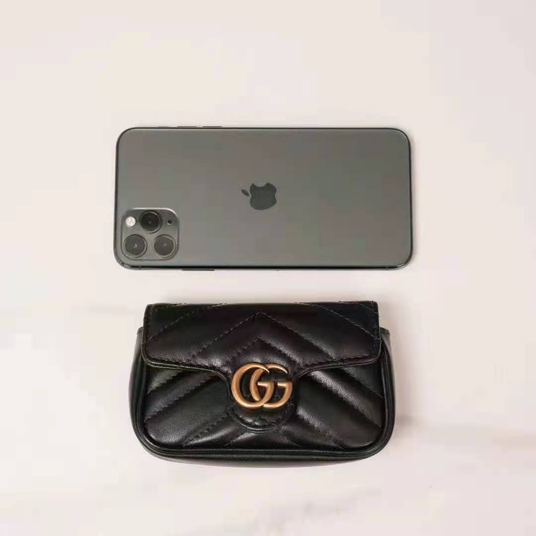 G*u*i gg women gg marmont matelassé leather super mini bag black matelassé chevron