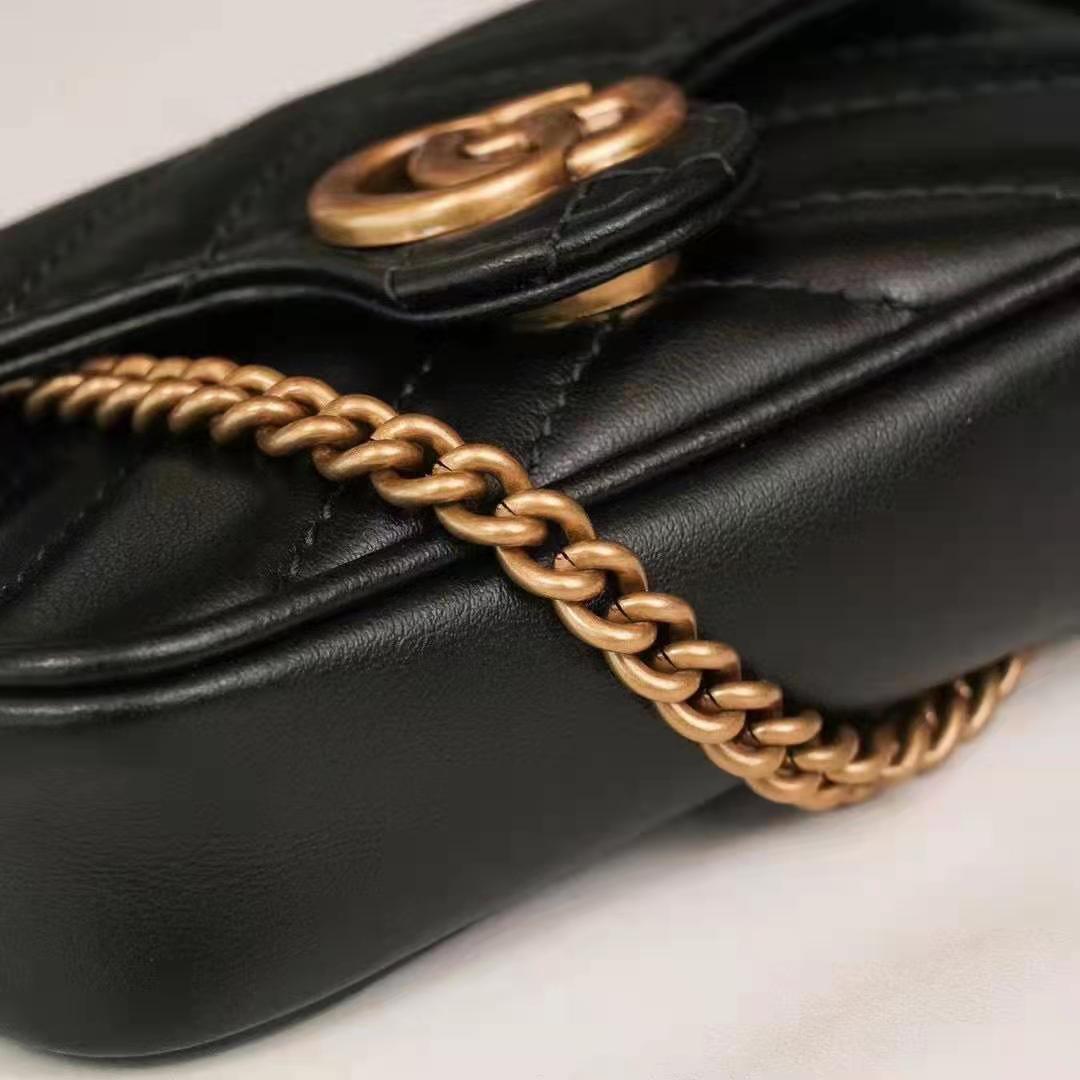 G*u*i gg women gg marmont matelassé leather super mini bag black matelassé chevron