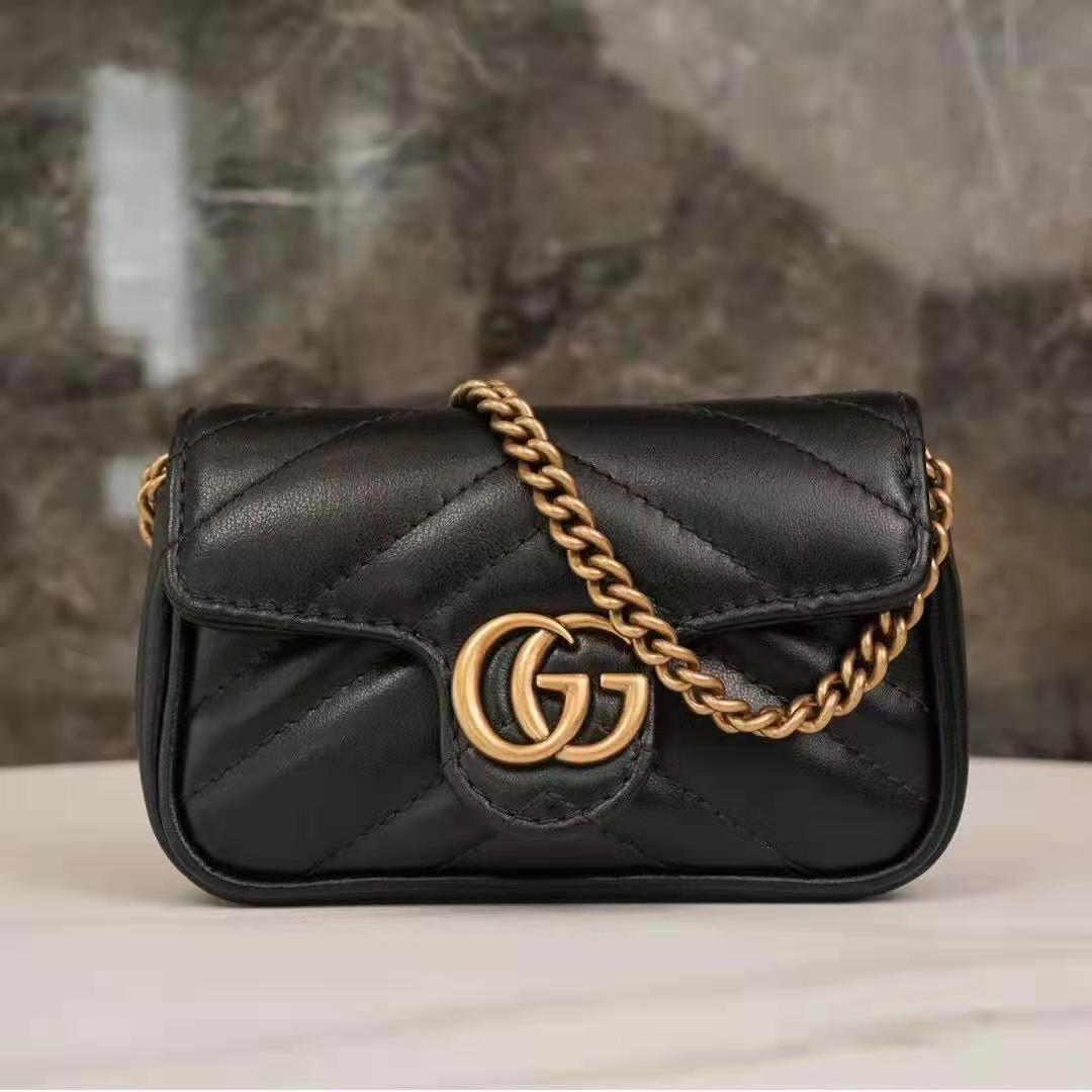 G*u*i gg women gg marmont matelassé leather super mini bag black matelassé chevron