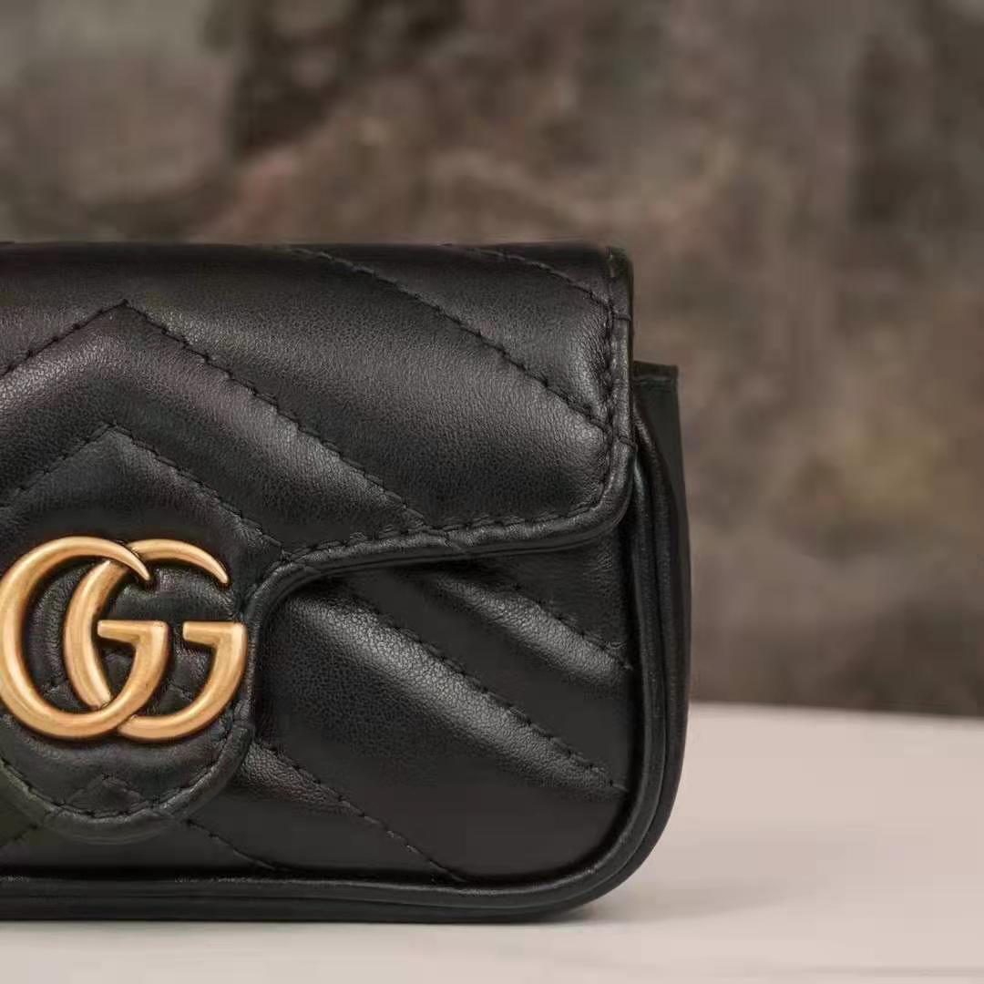 G*u*i gg women gg marmont matelassé leather super mini bag black matelassé chevron