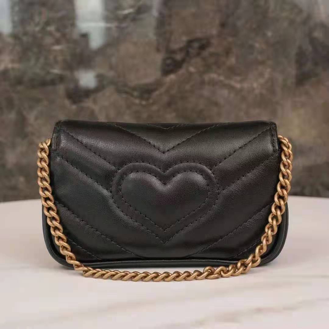 G*u*i gg women gg marmont matelassé leather super mini bag black matelassé chevron