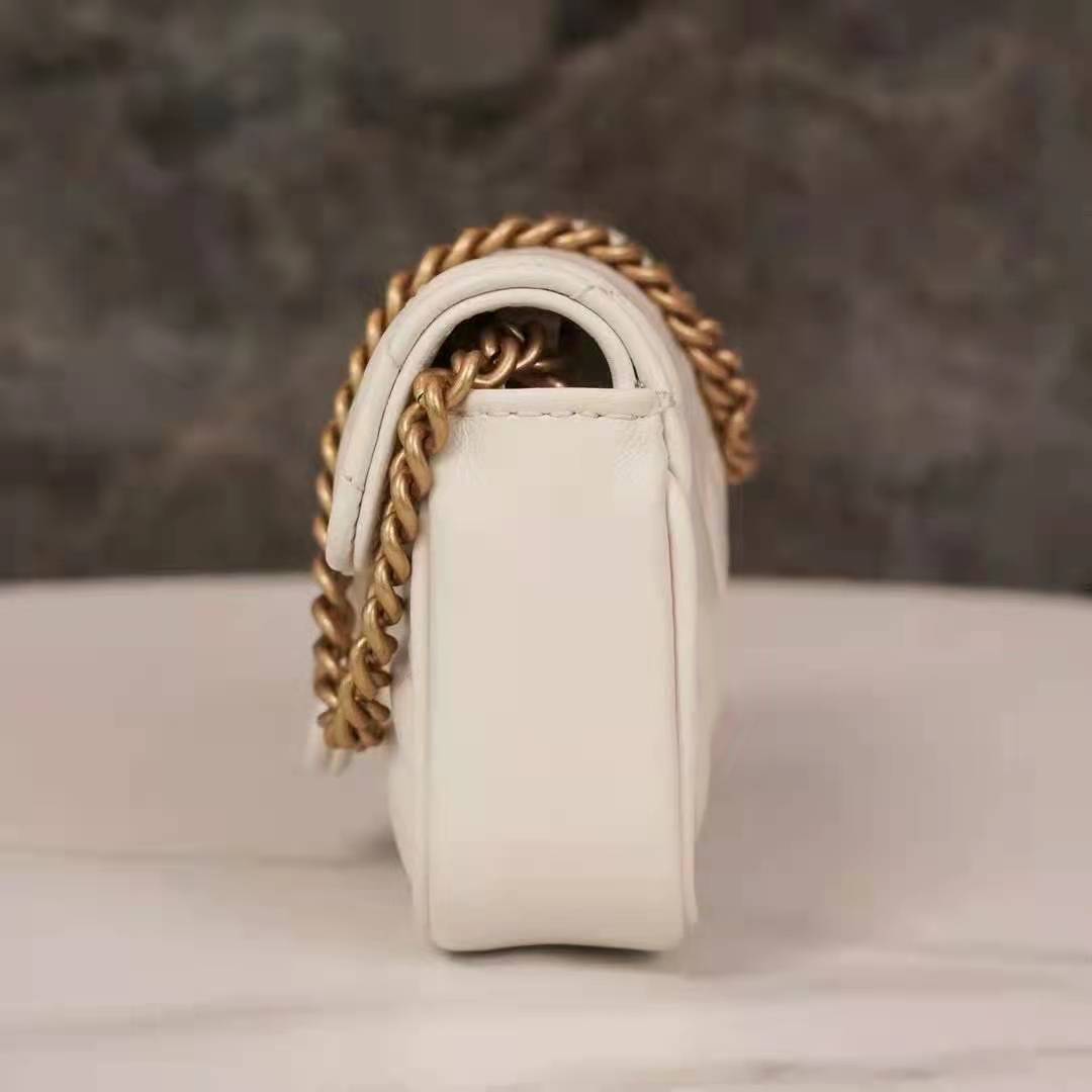 G*u*i gg women gg marmont matelassé leather super mini bag white matelassé chevron
