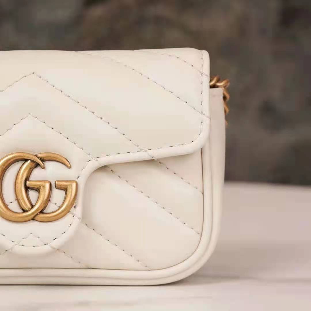 G*u*i gg women gg marmont matelassé leather super mini bag white matelassé chevron