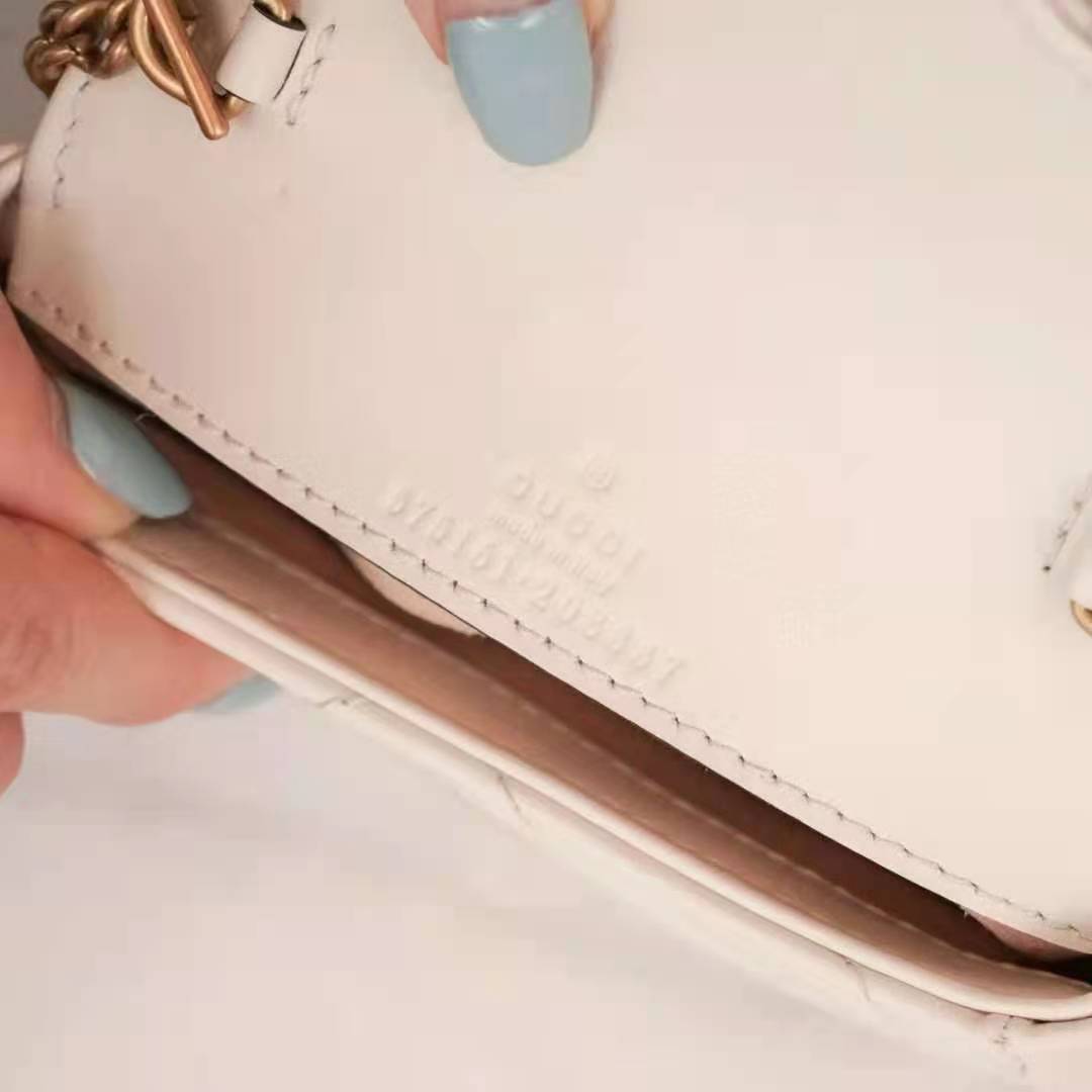 G*u*i gg women gg marmont matelassé leather super mini bag white matelassé chevron