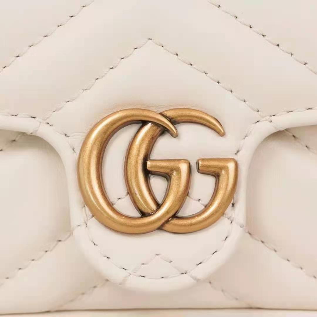 G*u*i gg women gg marmont matelassé leather super mini bag white matelassé chevron