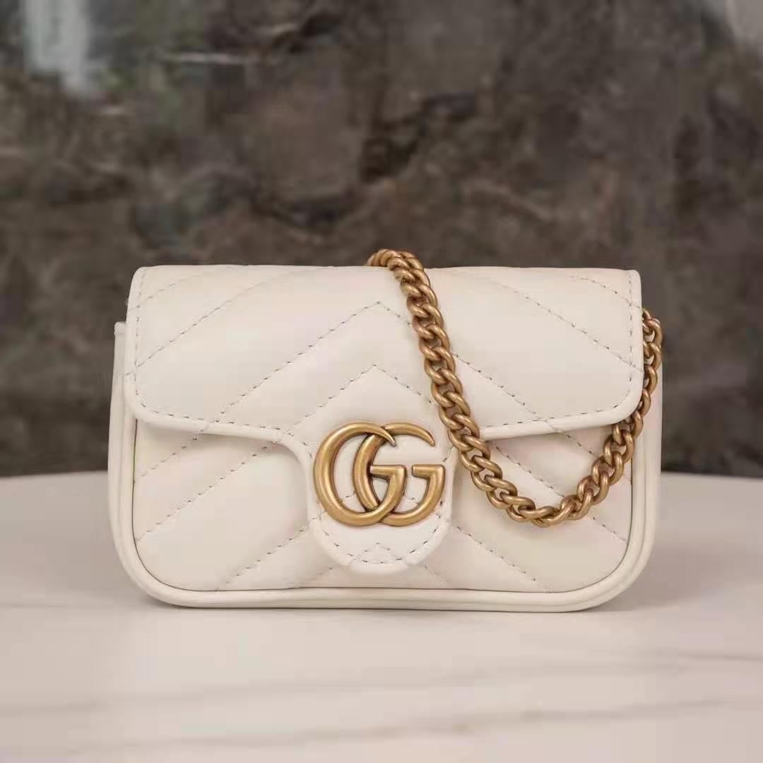 G*u*i gg women gg marmont matelassé leather super mini bag white matelassé chevron