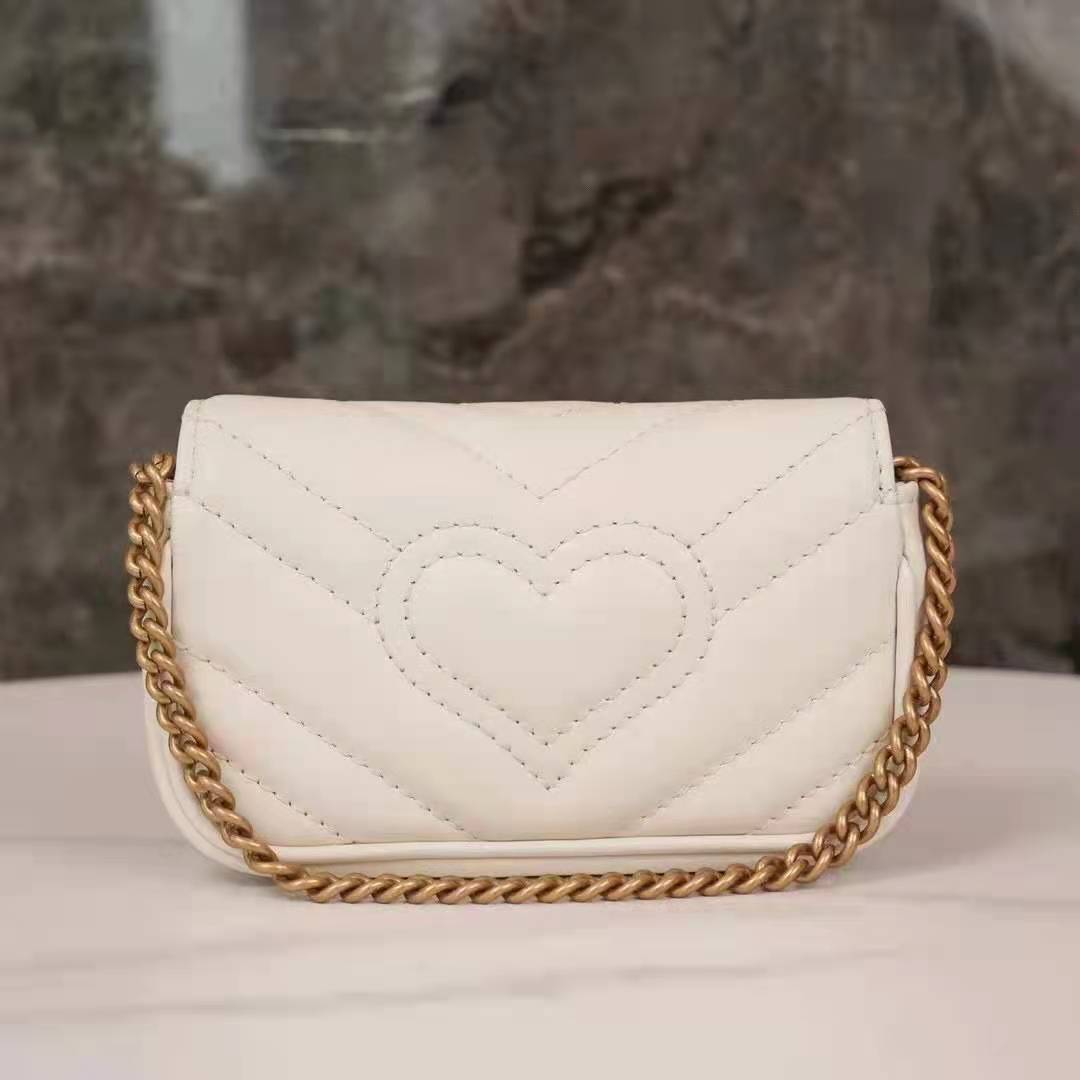 G*u*i gg women gg marmont matelassé leather super mini bag white matelassé chevron