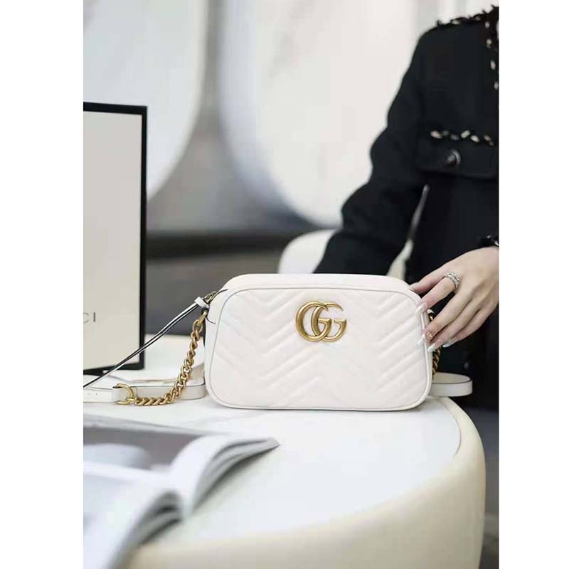 G*u*i gg women gg marmont small matelassé shoulder bag white double g