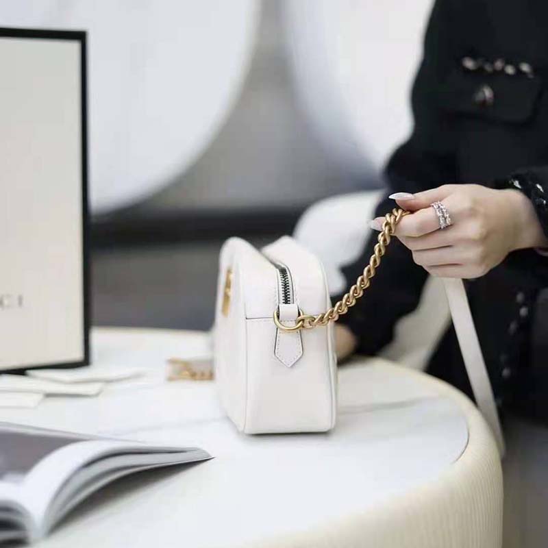 G*u*i gg women gg marmont small matelassé shoulder bag white double g
