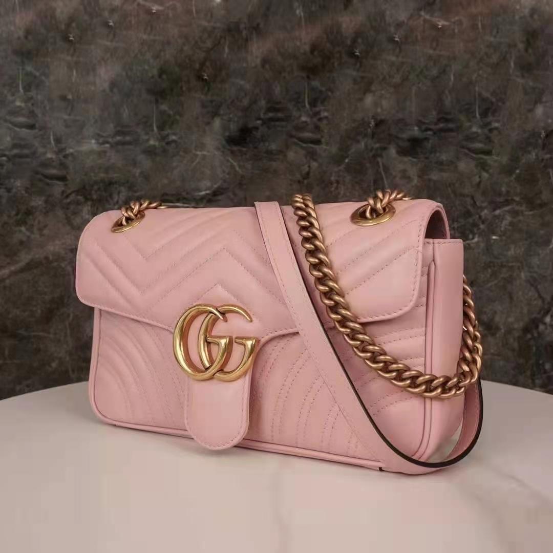 G*u*i gg women gg marmont small pink matelassé shoulder bag double g