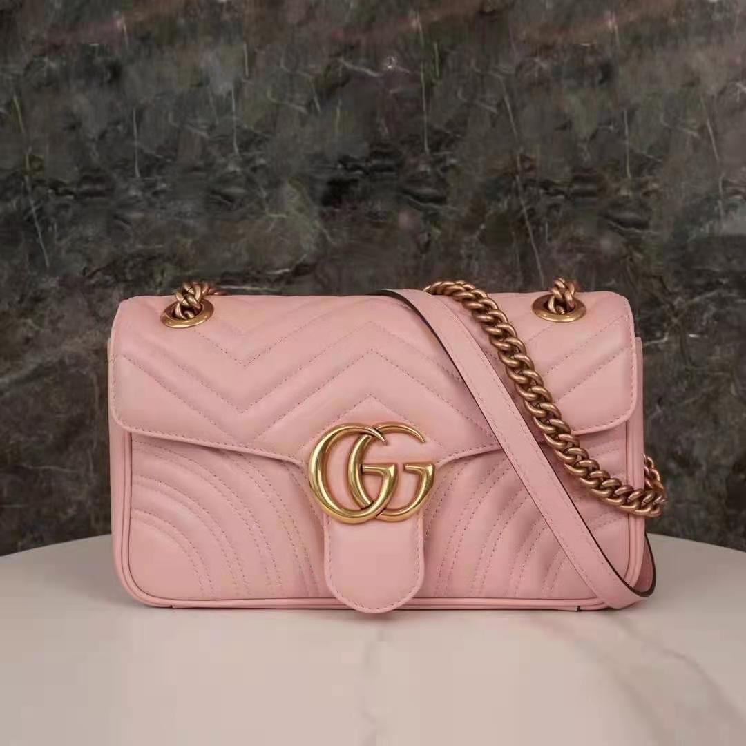 G*u*i gg women gg marmont small pink matelassé shoulder bag double g