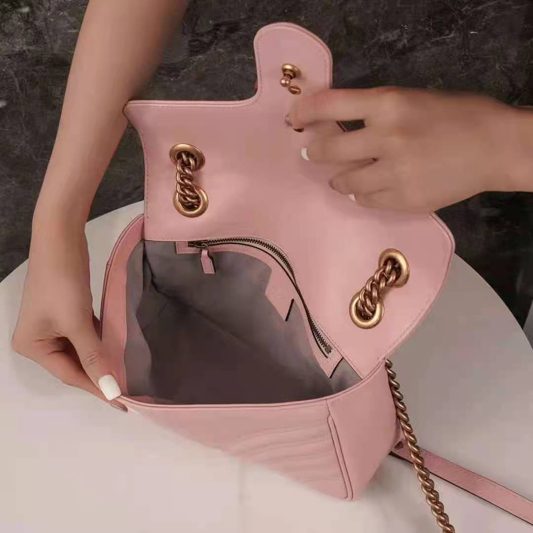 G*u*i gg women gg marmont small pink matelassé shoulder bag double g