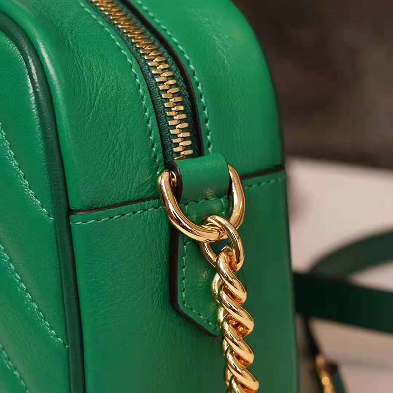 G*u*i gg women gg marmont small shoulder bag bright green diagonal matelassé
