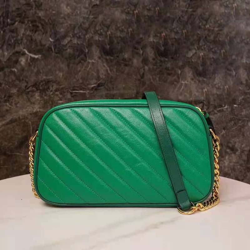 G*u*i gg women gg marmont small shoulder bag bright green diagonal matelassé