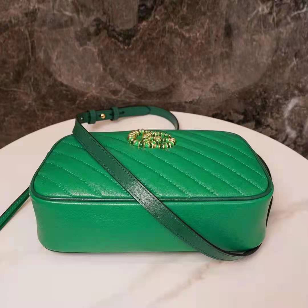 G*u*i gg women gg marmont small shoulder bag bright green diagonal matelassé