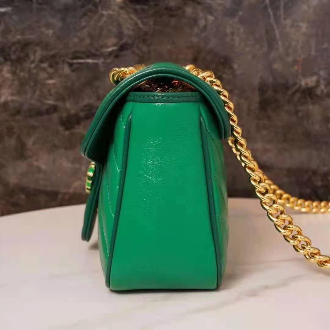 G*u*i gg women gg marmont small shoulder bag bright green diagonal matelassé leather