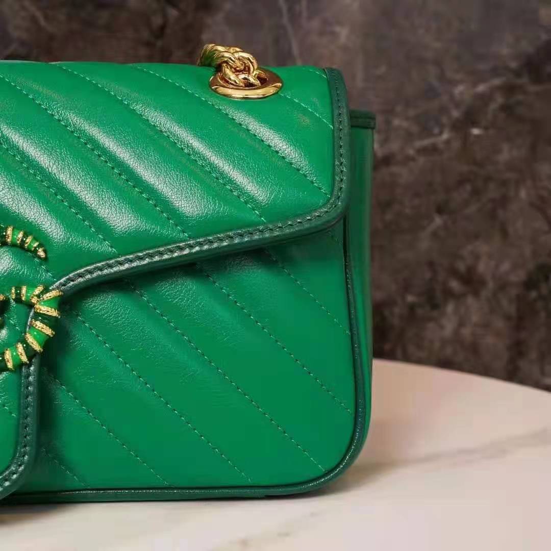 G*u*i gg women gg marmont small shoulder bag bright green diagonal matelassé leather