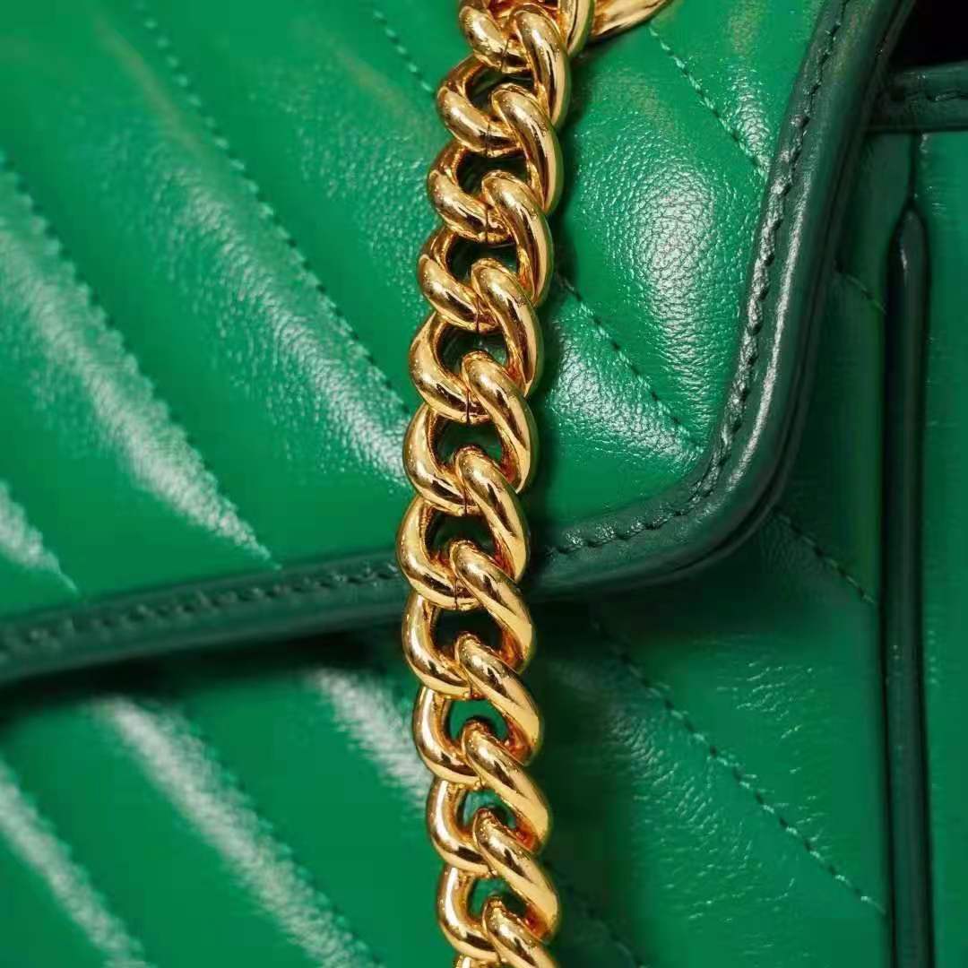 G*u*i gg women gg marmont small shoulder bag bright green diagonal matelassé leather
