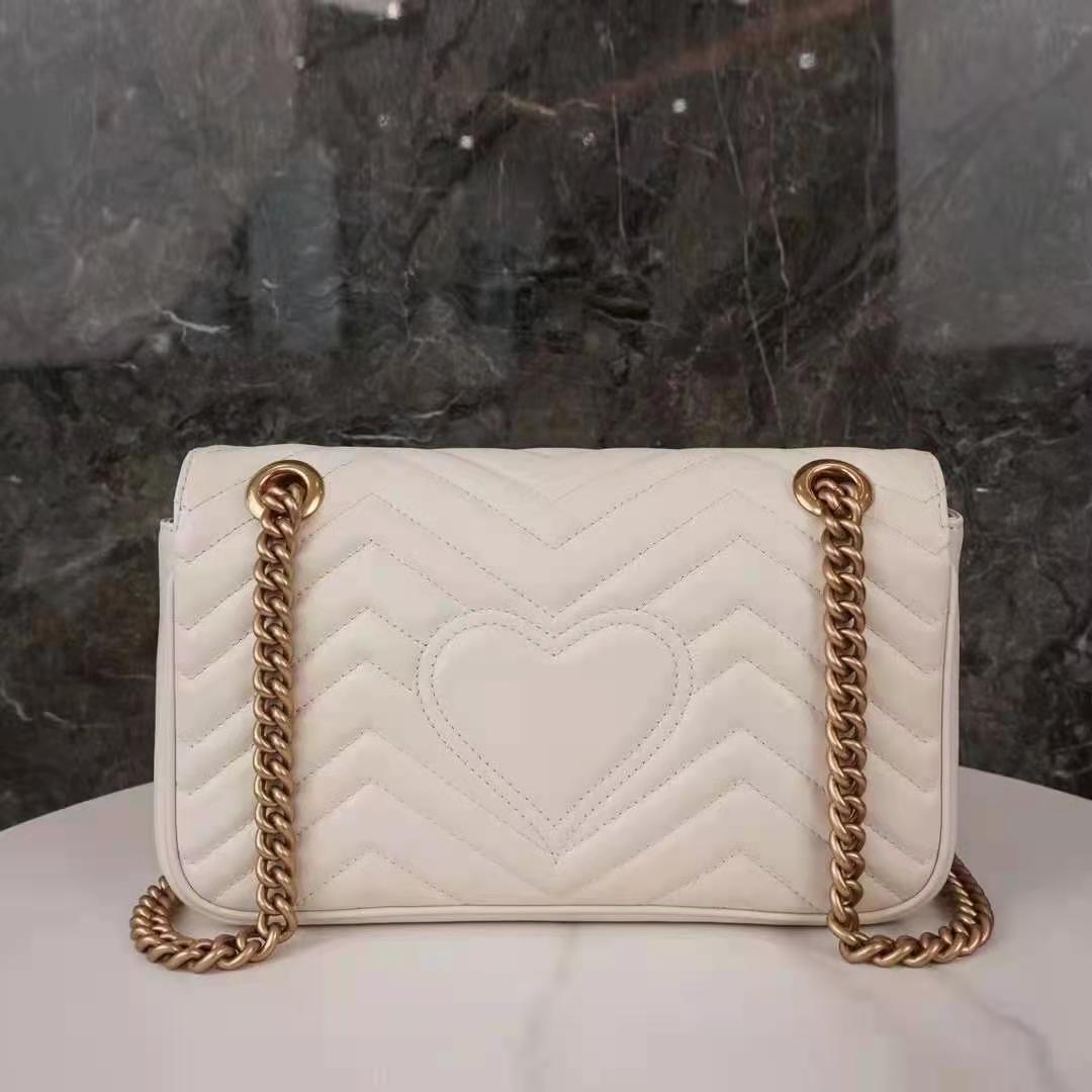 G*u*i gg women gg marmont small white matelassé shoulder bag double g